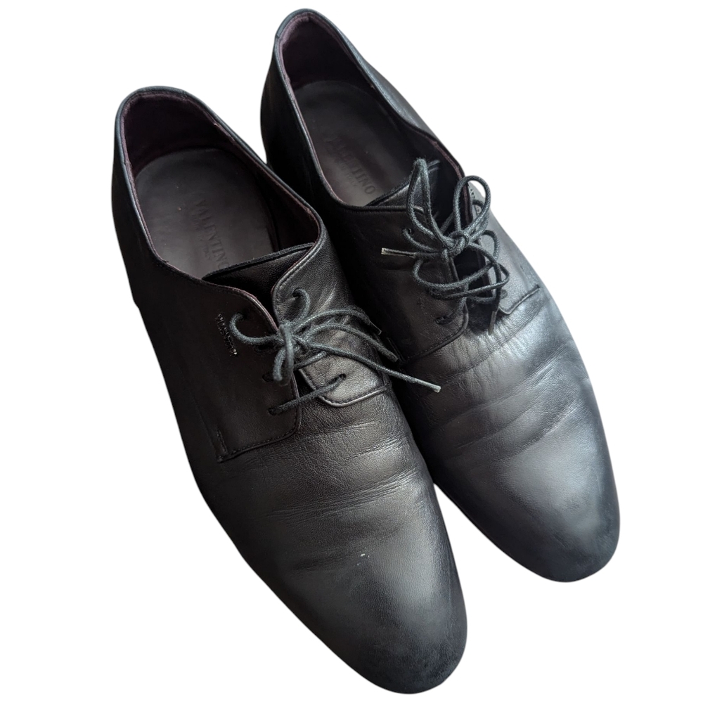 Valentino Black Leather Oxfords